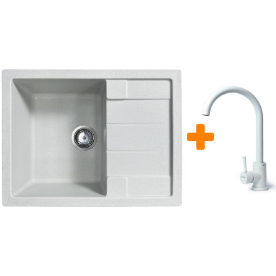 Набір кухонний Adamant Anila, штучний камінь, прямокут., з крилом, 645х495х200мм, чаша - 1, врізна, Old stone + змішувач Набір кухонний Adamant Anila, штучний камінь, прямокут., з крилом, 645х495х200мм, чаша - 1, врізна, Old stone + змішувач
