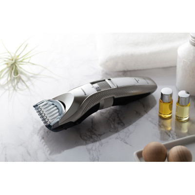 Тример Panasonic, для бороди, вусів і голови, мережа+акум., насадок-2, кейс, сталь, сріблястий