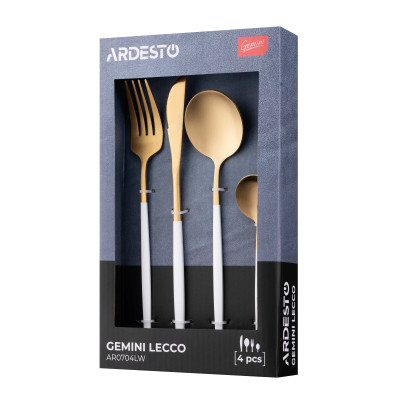ARDESTO Набір столових приборів Gemini Lecco, 4 прибори, нержавіюча сталь, золотисто-білий ARDESTO Набір столових приборів Gemini Lecco, 4 прибори, нержавіюча сталь, золотисто-білий