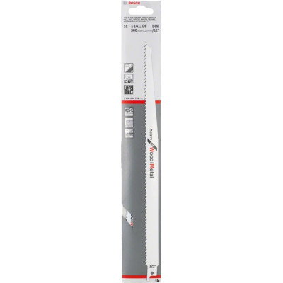 Полотно пиляльне для шабельної пилки Bosch Professional по дереву та металу, S 1411 DF, 6TPI, 5шт