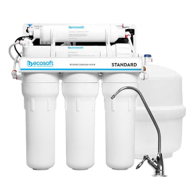 Фільтр зворотного осмосу Ecosoft Standard 5-50P з помпою, мембрана 50gpd, кран капля Фільтр зворотного осмосу Ecosoft Standard 5-50P з помпою, мембрана 50gpd, кран капля