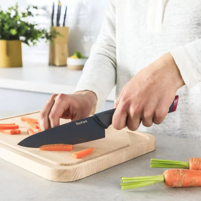 Набор ножей Tefal Fresh Kitchen, деревянное бревно, 5шт, нержавеющая сталь, пластик, дерево, черный