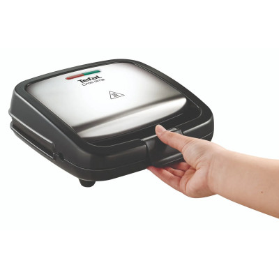 Сендвічмейкер Tefal Croc Time 700Вт, 1 пластина-гриль, корпус-пластик, чорно-сріблястий