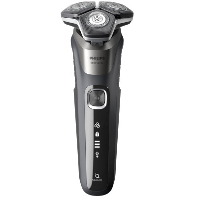 Бритва електр. Philips роторна Series 5000, 9Вт, бритв.головок-3, Li-Ion, сух.+волог., тример, чохол, сірий Бритва електр. Philips роторна Series 5000, 9Вт, бритв.головок-3, Li-Ion, сух.+волог., тример, чохол, сірий