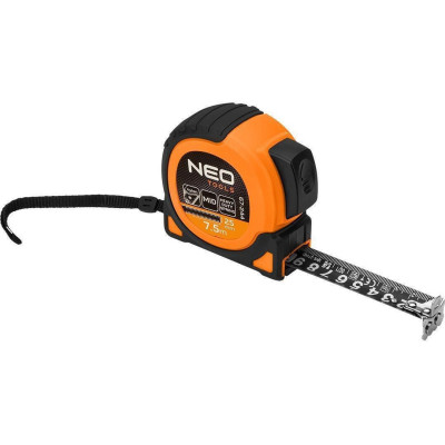 Neo Tools Рулетка Super Black, 7.5мx25мм, з фіксатором змотування, магніт