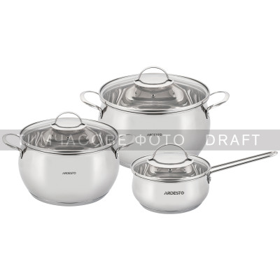 Набір посуду ARDESTO Gemini Liguria, 6 предметів, нержавіюча сталь Набір посуду ARDESTO Gemini Liguria, 6 предметів, нержавіюча сталь