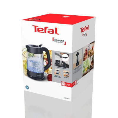 Електрочайник Tefal Morning Glass Kettle, 1.7л, скло, з підсвіткою, чорний Електрочайник Tefal Morning Glass Kettle, 1.7л, скло, з підсвіткою, чорний
