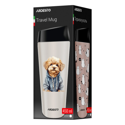 Термокухоль ARDESTO Coffee Time Maltipoo 450мл, нержавіюча сталь, бежевий