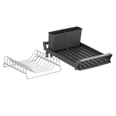 Сушарка для посуду з підставкою ARDESTO Minimalism 46.5x19.5x9.5см, пластик, хромоване залізо, сталь, сірий темний