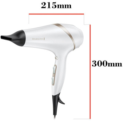 Фен Remington HydraLuxe, 2300Вт, 3 режими, дифузор, іоніз-я, хол. обдув, білий