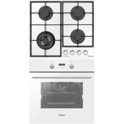 Комплект Hansa (духовка електрична + поверхня газ на склі), білий