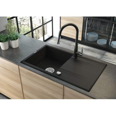 Змішувач для кухні Deante Lukrecja, довж.виливу - 229мм, витяжний, 1важіль, чорний-хром Змішувач для кухні Deante Lukrecja, довж.виливу - 229мм, витяжний, 1важіль, чорний-хром