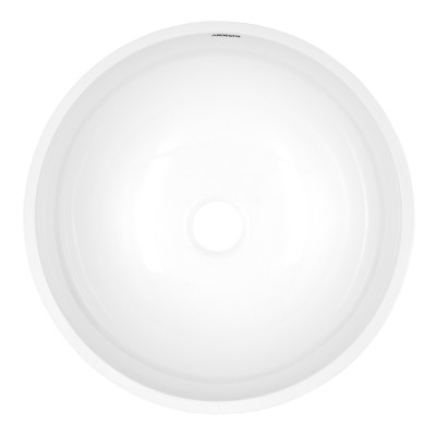 Раковина, умивальник ARDESTO Jade, штучний камінь, кругла, без отвору для змішувача та переливу, 420х150мм, накладний, білий