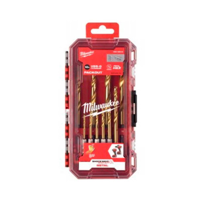 Набір свердел по металу Milwaukee RedHEX Shockwave HSS-TiN, 3-10мм, кейс, 10шт Набір свердел по металу Milwaukee RedHEX Shockwave HSS-TiN, 3-10мм, кейс, 10шт