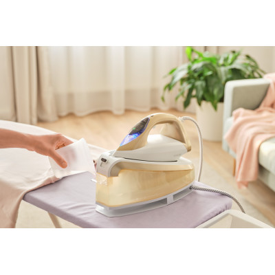 Праска-парогенератор Sencor, 2400Вт, 1500мл, паровий удар -395гр, постійна пара - 130гр, Anti-calc, керам. підошва, біло-золотий Праска-парогенератор Sencor, 2400Вт, 1500мл, паровий удар -395гр, постійна пара - 130гр, Anti-calc, керам. підошва, біло-золотий