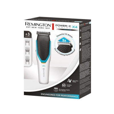 Машинка для стрижки Remington Power X Series X4, мережа+акум., насадок-3, сталь, біло-чорний