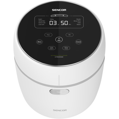 Рисоварка Sencor 350Вт, чаша-0.6л, сенсорное управление, 8 программ, нержавеющая сталь, пластик, белый