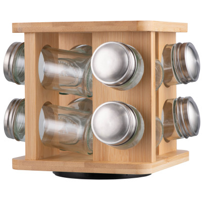 Набір ємностей для спецій на підставці ARDESTO Midori, 9 предметів, 80мл, 19x19x15.5см, бамбук, нержавіюча сталь, скло, пластик Набір ємностей для спецій на підставці ARDESTO Midori, 9 предметів, 80мл, 19x19x15.5см, бамбук, нержавіюча сталь, скло, пластик