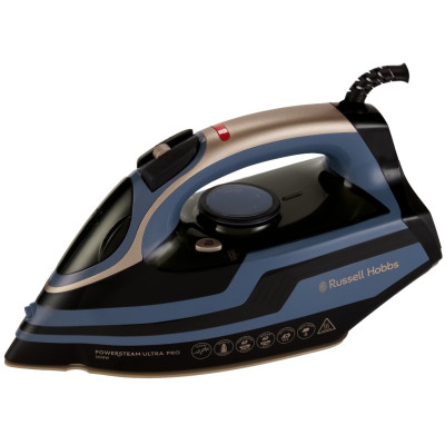 Праска Russell Hobbs, 3100Вт, паровий удар -210гр, верт. відпарювання, керам. підошва, чорно-синий