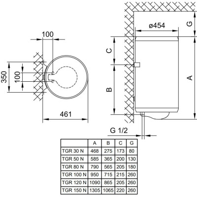 Водонагрівач електр. TIKI круглий TGR, 50л, 2кВт, мех. кер-ння, C, білий, 700171 Водонагрівач електр. TIKI круглий TGR, 50л, 2кВт, мех. кер-ння, C, білий, 700171