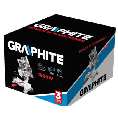 Пила дискова Graphite 1600Вт диск 254x30мм 0-45° 4800об/хв Пила дискова Graphite 1600Вт диск 254x30мм 0-45° 4800об/хв