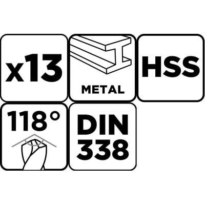 Набір свердел по металу GRAPHITE HSS зі швидкорізальної сталі HSS 1.5-6.5мм кейс 13шт