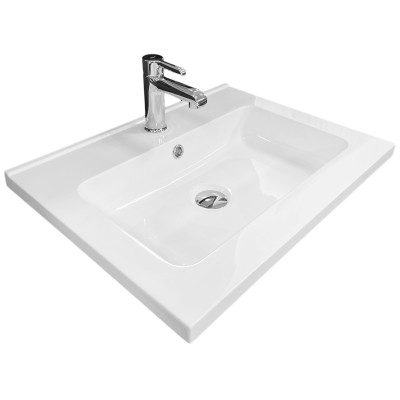 Раковина, умивальник Adamant FLATE, штучний камінь, прямокут., з отвором для змішувача, з отвором для переливу, 600х450х140мм, накладний, білий Раковина, умивальник Adamant FLATE, штучний камінь, прямокут., з отвором для змішувача, з отвором для переливу, 600х450х140мм, накладний, білий
