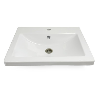 Раковина, умивальник Adamant CERS, штучний камінь, прямокут., з отвором для змішувача, з отвором для переливу, 595x450x158мм, накладний, білий