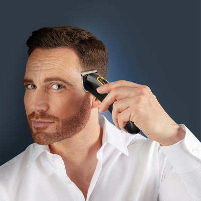 Тример Rowenta Sport Collection, для голови, носа, вух і тіла, мережа+акум., роторний мотор, насадок-8, чохол, титан.напил., чорно-жовтий