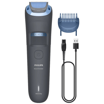 Тример Philips Series 3000, для бороди і вусів, акум., сталь, синій Тример Philips Series 3000, для бороди і вусів, акум., сталь, синій