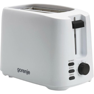 Тостер Gorenje, 850Вт, функц. размораживание, автоотключение, пластик, белый Тостер Gorenje, 850Вт, функц. размораживание, автоотключение, пластик, белый