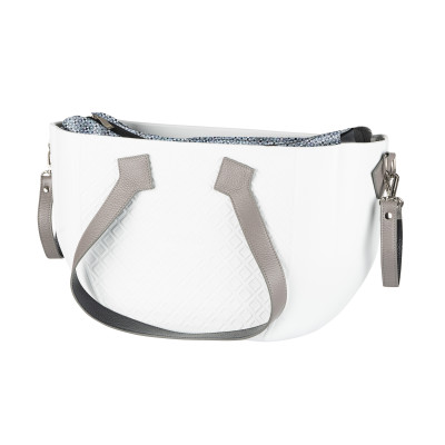 Сумка Nuvita MyMia ручки шкіра, килимок, ремені для коляски, біло-сірий