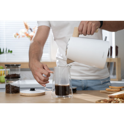 Електрочайник ARDESTO Wood Modern, 1.7л, метал, мат, Strix, білий Електрочайник ARDESTO Wood Modern, 1.7л, метал, мат, Strix, білий