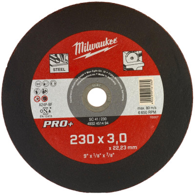 Диск відрізний Milwaukee по металу PRO+, 230х3х22.23мм Диск відрізний Milwaukee по металу PRO+, 230х3х22.23мм