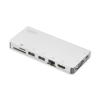 Digitus Хаб USB-C > HDMI/VGA/2xUSB-A/USB-C/SD/MicroSD/RJ54