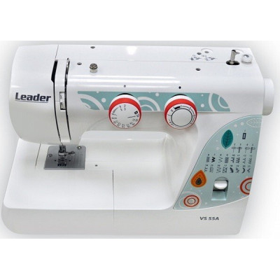 Швейна машина LEADER VS 55A, електромех., 70Вт, 21 шв.оп., петля автомат, білий + бірюзовий Швейна машина LEADER VS 55A, електромех., 70Вт, 21 шв.оп., петля автомат, білий + бірюзовий