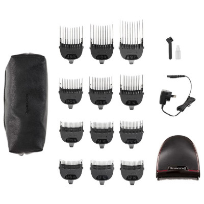 Машинка для стрижки Remington Quickcut Pro, мережа+акум., роторний мотор, насадок-12, титан.напил., чорний