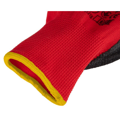 Рукавички робочі Neo Tools поліестер з латексним покриттям, р.10, червоно-чорний 12шт