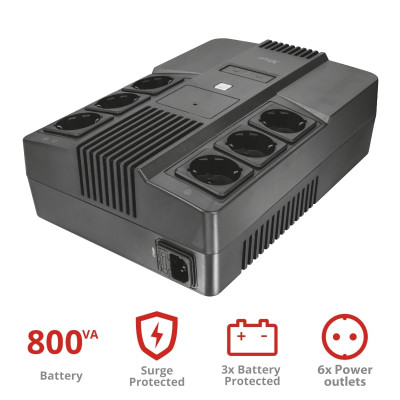 Источник бесперебойного питания Trust Maxxon 800VA UPS with 6 standard wall power outlets BLACK
