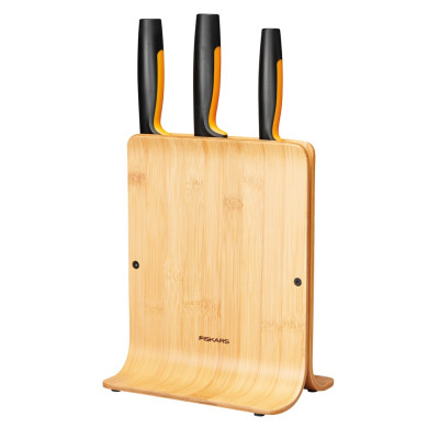 Fiskars Набір ножів Functional Form з бамбуковою підставкою, 3 шт Fiskars Набір ножів Functional Form з бамбуковою підставкою, 3 шт