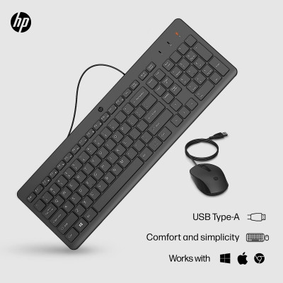 Комплект клавіатура та миша НР 150, USB-A, EN/RU, чорний