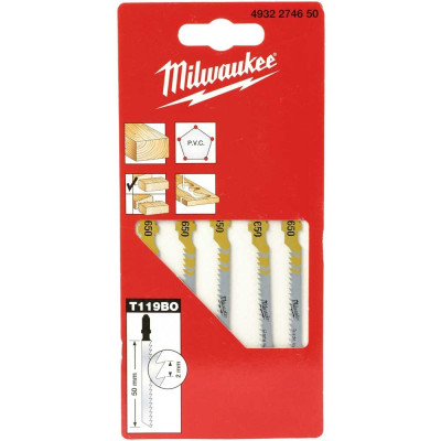 Полотно пиляльне для електролобзика Milwaukee T119BO по дереву, крок зуба 2ммх50мм, 5шт Полотно пиляльне для електролобзика Milwaukee T119BO по дереву, крок зуба 2ммх50мм, 5шт