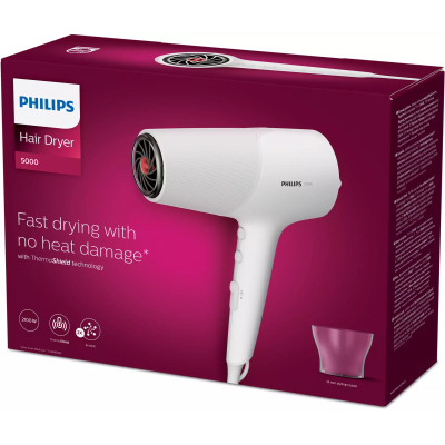 Фен Philips 5000 Series, 2100Вт, 3 режими, іонізація, хол. обдув, білий Фен Philips 5000 Series, 2100Вт, 3 режими, іонізація, хол. обдув, білий