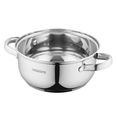 Каструля ARDESTO Gemini Gourmet, скляна кришка, 1.8 л, нержавіюча сталь Каструля ARDESTO Gemini Gourmet, скляна кришка, 1.8 л, нержавіюча сталь