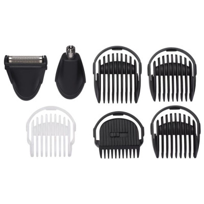 Набір для стрижки Babyliss, для бороди, вусів, голови і носа, акум., вібраційний мотор, насадок-6, сталь, чорний