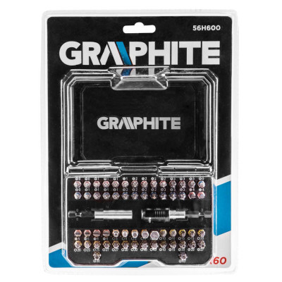 Graphite Біти, набір 60шт, магнітні подовжувачі 2шт, SL,PH,PZ,H,TX,TT, 25мм, кейс