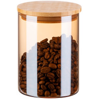 Банка для зберігання ARDESTO Golden Moon, 540мл, скло, бамбук, кругла, золотистий