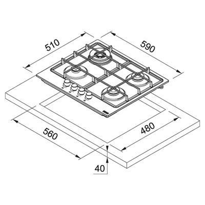 Варильна поверхня Franke газова, 60см, чавун, нерж