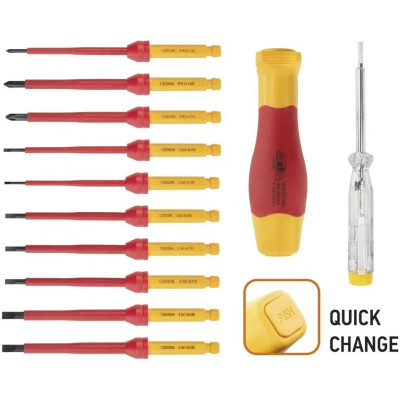 Викрутка Neo Tools діелектрична, змінні викруткові наконечники 10шт, тестер напруги, SL,PH