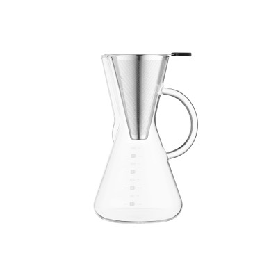 Кемекс для заварювання кави з фільтром ARDESTO Black Mars 600мл, боросилікатне скло, нержавіюча сталь, прозорий Кемекс для заварювання кави з фільтром ARDESTO Black Mars 600мл, боросилікатне скло, нержавіюча сталь, прозорий